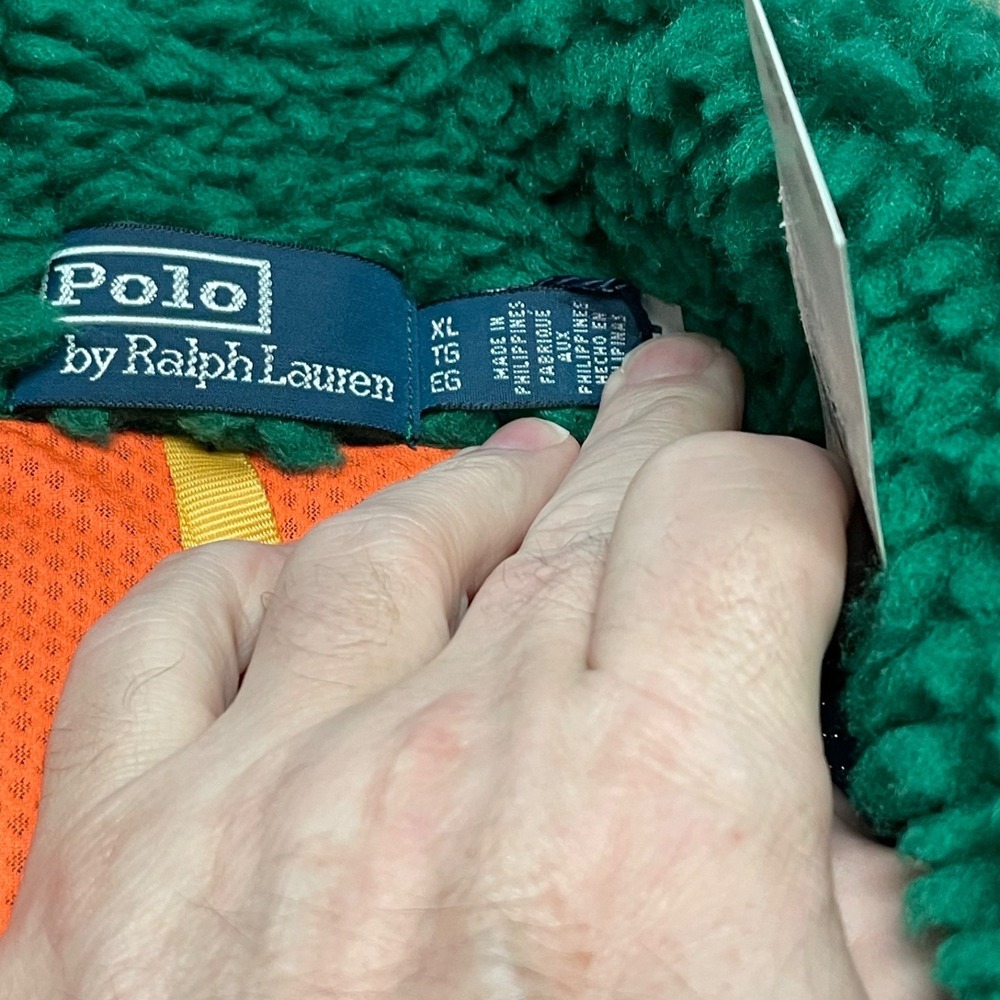 Polo Ralph‎ Lauren Men's Sz XL Green Shaggy High Pile Fleece Full Zip Jacket NWT - Picture 10 of 16